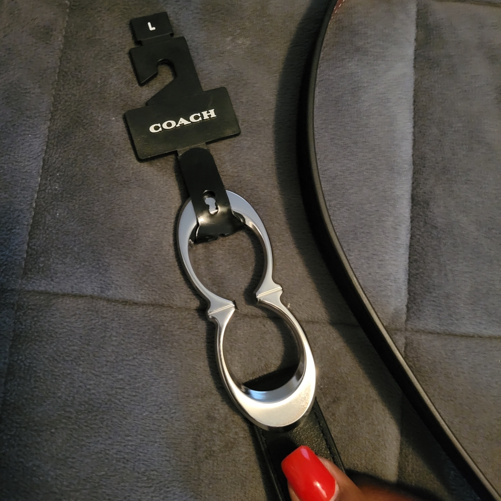 NEW, NEVER WORN Coach Black Belt with Silver Buckle